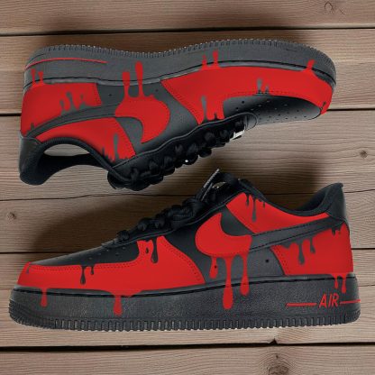 Red Drip Hand Painted Sneakers - Image 2