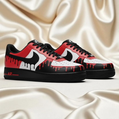 Red Black Drip Hand Painted Sneakers - Image 2