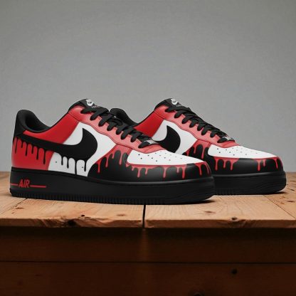 Red Black Drip Hand Painted Sneakers