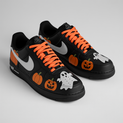 Halloween Pumpkin Hand Painted Sneakers - Image 2