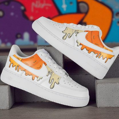 Orange Drip Cartoon Hand Painted Sneakers - Image 2
