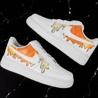 Orange Drip Cartoon Hand Painted Sneakers
