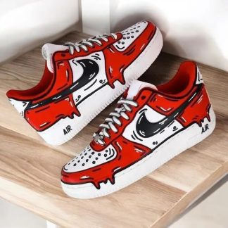 Red Drip Cartoon Hand Painted Sneakers