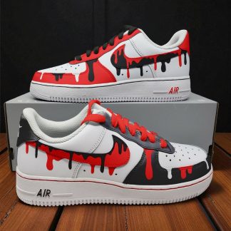 Red Black White Hand Painted Sneakers